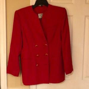 Women’s Petite Red Six Button Jacket